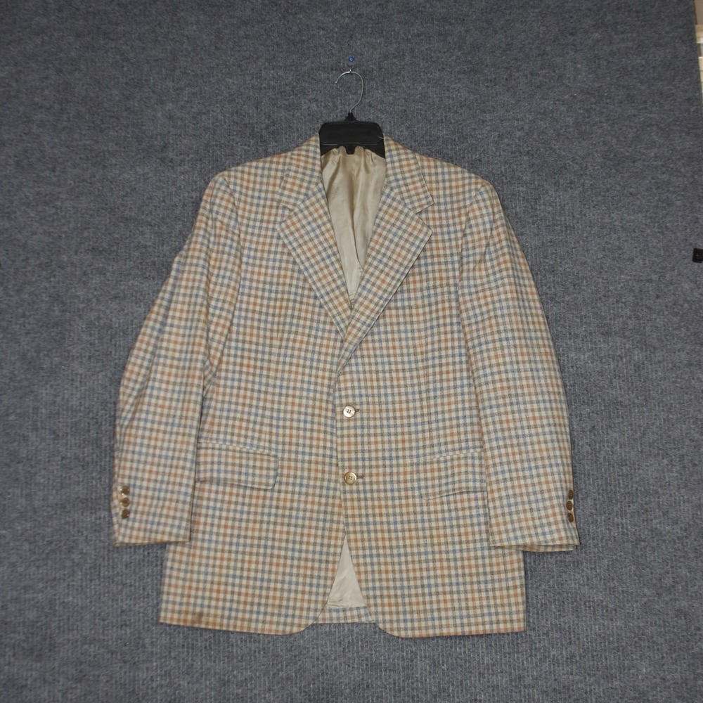 ATWOOD Tailored for Raleighs Blazer Mens 42R Plaid Wool Blend Sport Coat